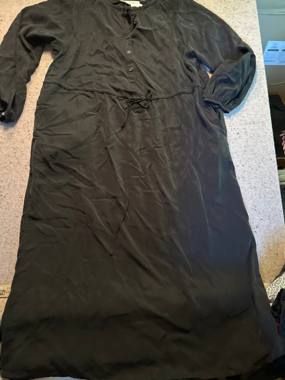 Everlane Tencel Gathered Maxi Dress Black NWT XS Oversized